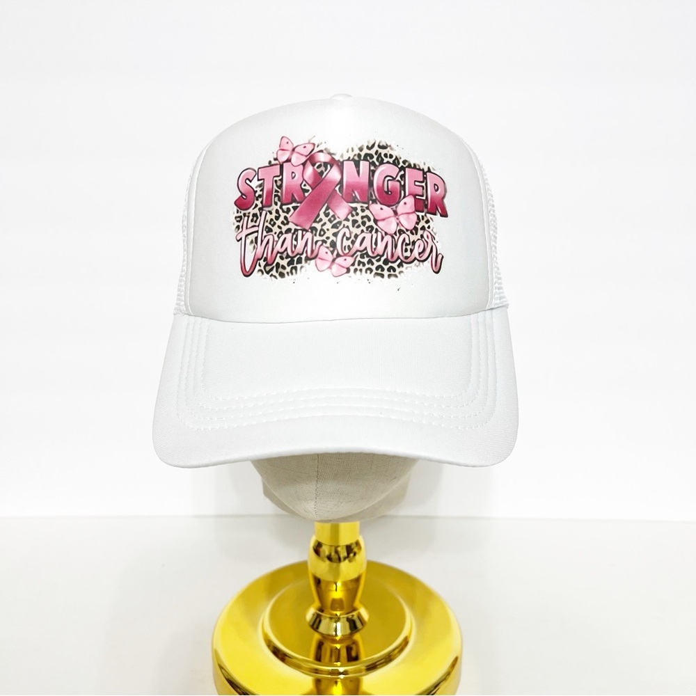 Breast Cancer Awareness Trucker Hat 🎀 Stronger Than Cancer Mesh Cap Adjustable